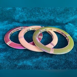 Dark red, light yellow and olive green flat bangles from Lia Sophia - Set of 3